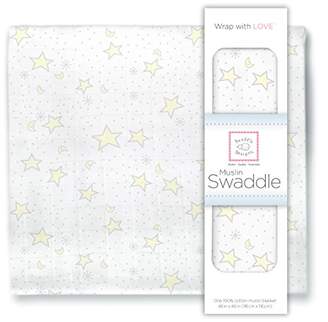 Swaddle Designs X-Large Cotton Muslin Swaddle Blanket, Pastel Yellow Twinkle