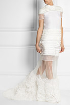 Thumbnail for your product : Erdem Miley organza-appliquéd tulle maxi skirt