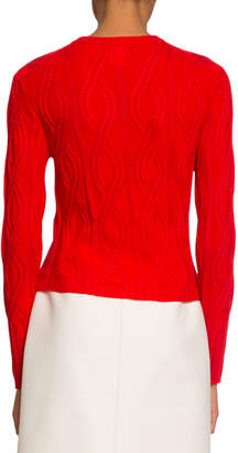 Chloé Crewneck Cable-Knit Wool-Silk Sweater