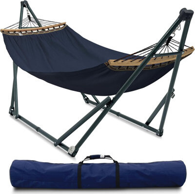 Arlmont & Co. Tymesha Tranquillo Hammock with Stand Heavy-Duty, Quick Fold Unfold Steel Frame Hammock Net Canvas