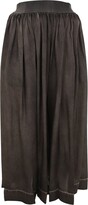 Pleated Elastic Waist Midi Skirt 