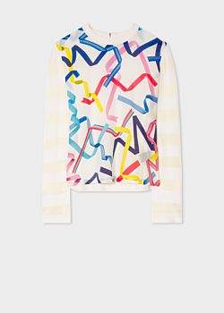 Paul Smith Women's White 'Ribbon' Print Knitted Sweater