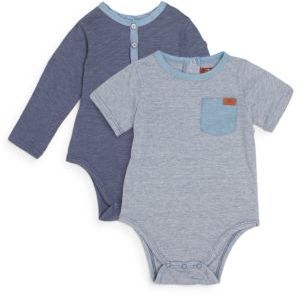 7 For All Mankind Baby's Three-Piece Long-Sleeve Henley Bodysuit, Striped Bodysuit & Jogger Pants Set
