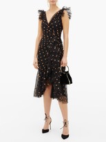 Thumbnail for your product : Temperley London Fortuna Glitter-spade Asymmetric Tulle Dress - Black Multi