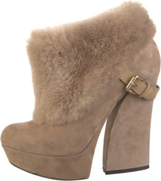 Gianmarco Lorenzi Suede Mid-Calf Boots Neutrals Square-Toes Platform