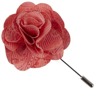 Tie Bar Twill Paisley Coral Lapel Flower