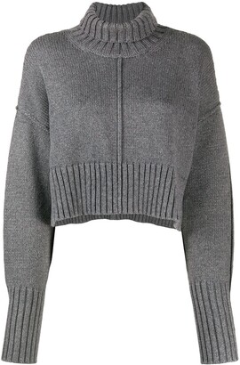 black roll neck crop jumper