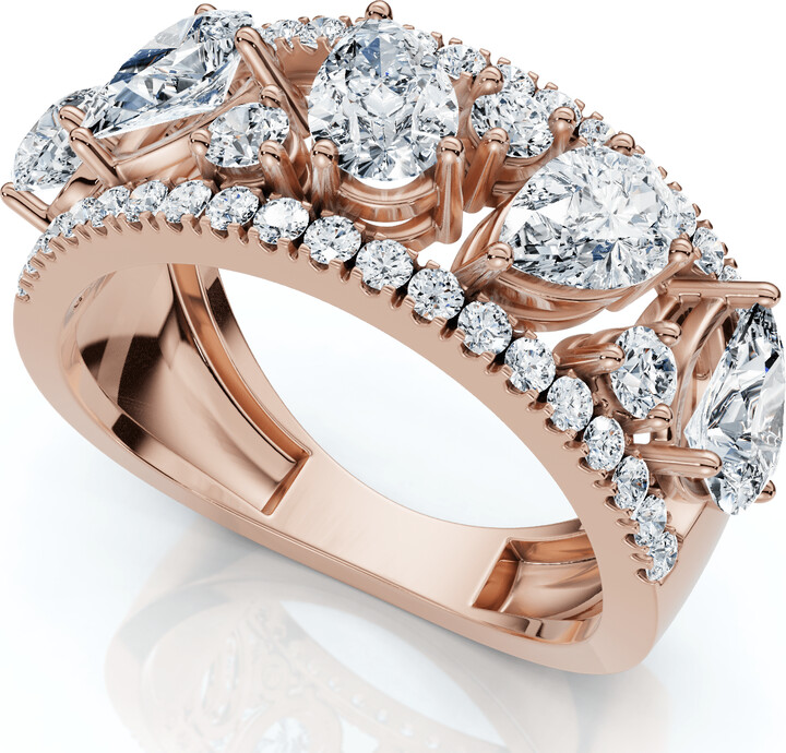 Pompeii3 1 1/2Ct Multi-Shape Cluster Diamond Anniversary Ring 14k Gold Lab Grown
