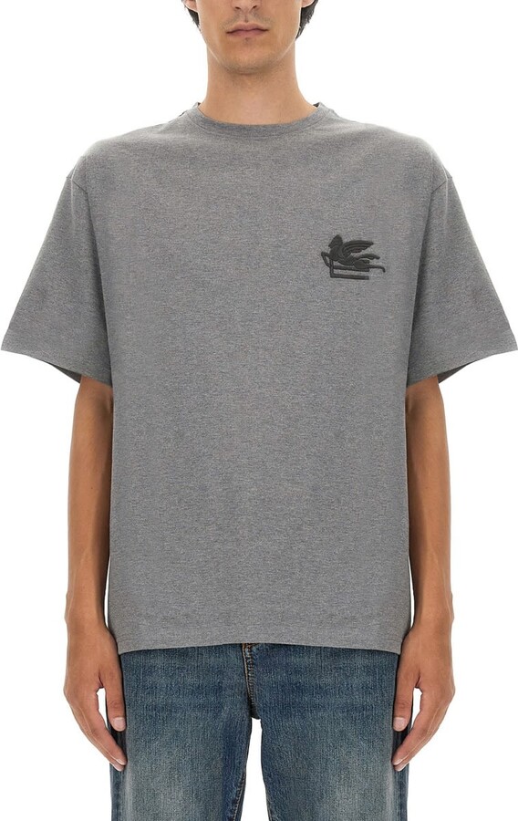 【送料&関税込】Etro Cotton T-shirt With Pegasus And Monogra Etro Pegasus motif t-shirt - Black - Women | WRJB0007AC036N0000