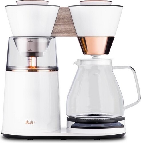 Melitta MelittaVision12cDripCoffeemakerwithRevolvingDashboardOakBrown/White/Copper:12Cup,DigitalDisplay,AutoShut-Off