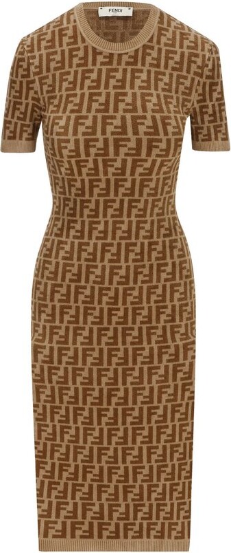 Fendi All-Over FF Printed Knitted Midi Dress - ShopStyle