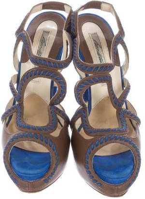 Brian Atwood Bi-color Lasercut Sandals