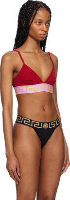 Red Greca Border Bralette by Versace Underwear on Sale