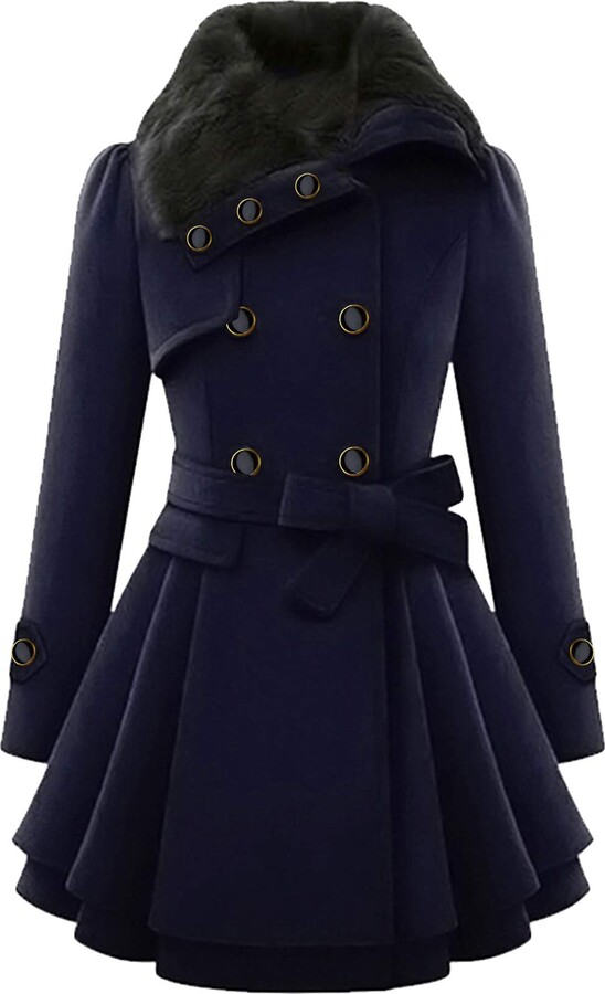 Navy blue wrap coat - Steffy's Style