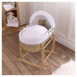 Clair De Lune White Waffle Palm Moses Basket & Natural Stand