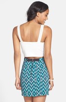 Thumbnail for your product : Everly Textured Geo Print Miniskirt (Juniors)