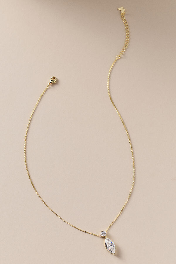 By Adina Eden Solitare & Marquise Pendant Necklace