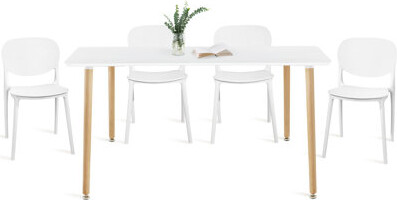 George Oliver Modern Square Dining Table Set for 4 with Mid Century Modern Patio Dining Chair for Dining Room, Small Kitchen, Office, Cafe, Restaurants (White)