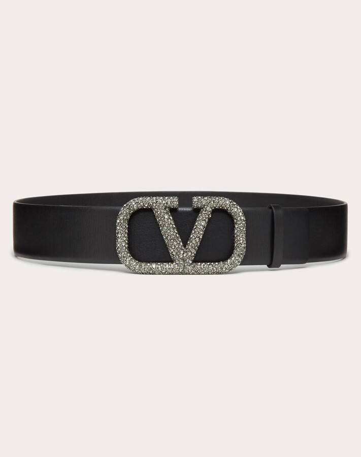 Valentino Vlogo Signature Belt In Glossy Calfskin 40mm Women Black Calfskin 100% 80 - ShopStyle