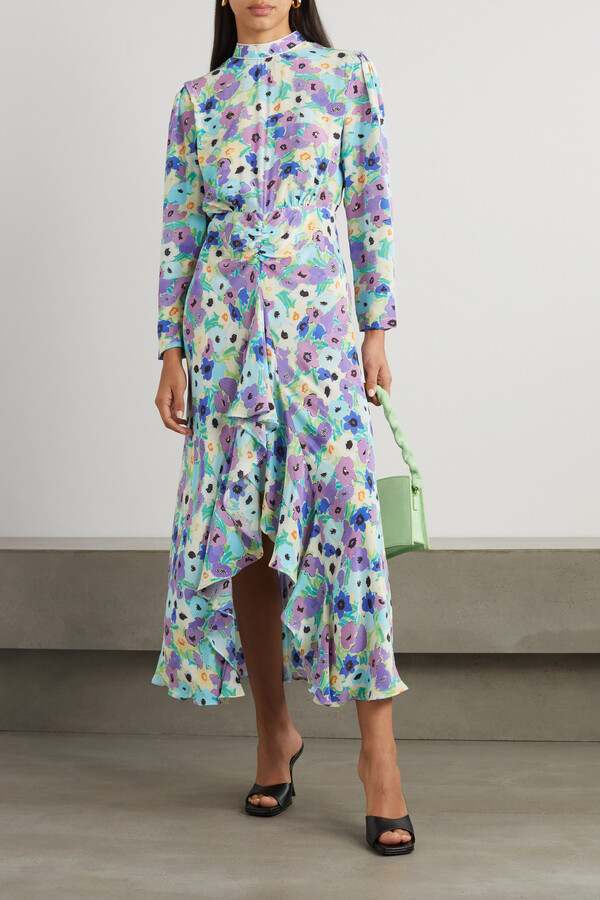 Rixo Dani Open-back Floral-print Silk Crepe De Chine Midi Dress - Purple -  ShopStyle