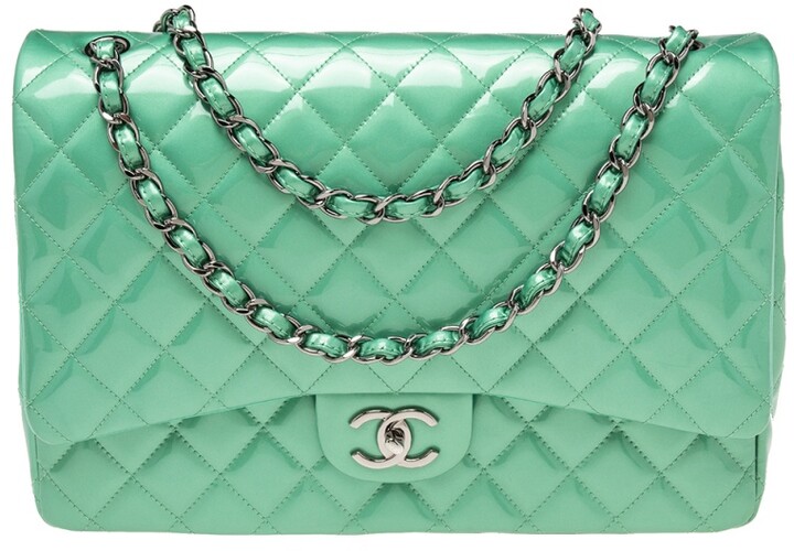 chanel green quilted bolsa