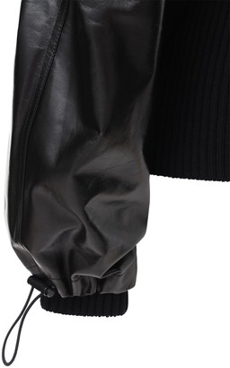 Bottega Veneta Patent Leather Jacket W/ Knit Cardigan