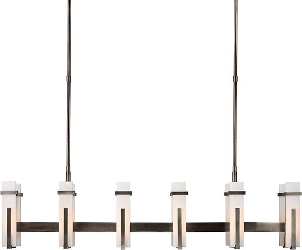 Visual Comfort Signature Malik LED Linear Chandelier Light in Bronze