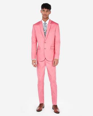Express Extra Slim Bright Pink Cotton Oxford Stretch Suit Jacket