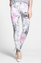Thumbnail for your product : CJ by Cookie Johnson 'Joy' Marbleized Print Stretch Skinny Jeans (Cyber Pink)