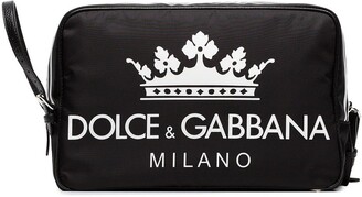 Dolce & Gabbana black logo leather wash bag