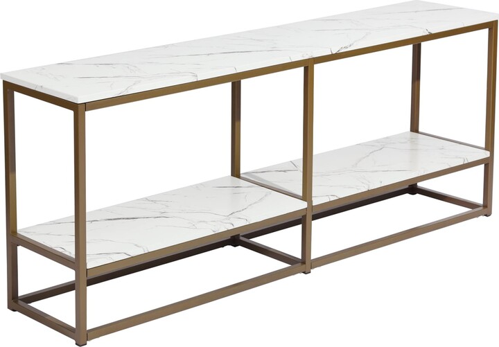 BESTCOSTY TV Metal Gold Frame TV Stand for Living Room with