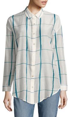 Eileen Fisher Windowpane Organic Cotton & Silk Shirt