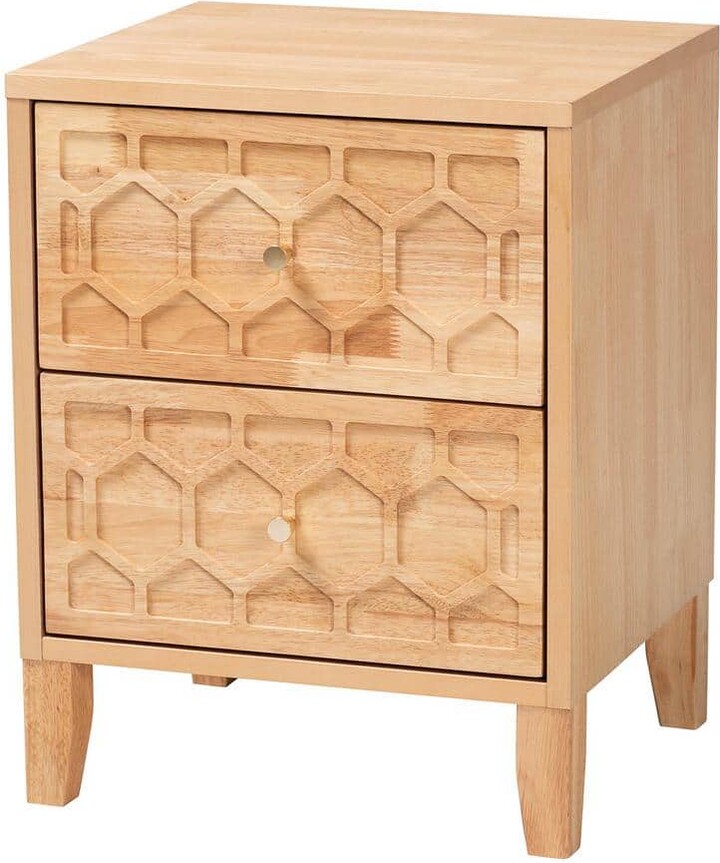 Baxton Studio Hosea Natural Brown 2-Drawer Nightstand