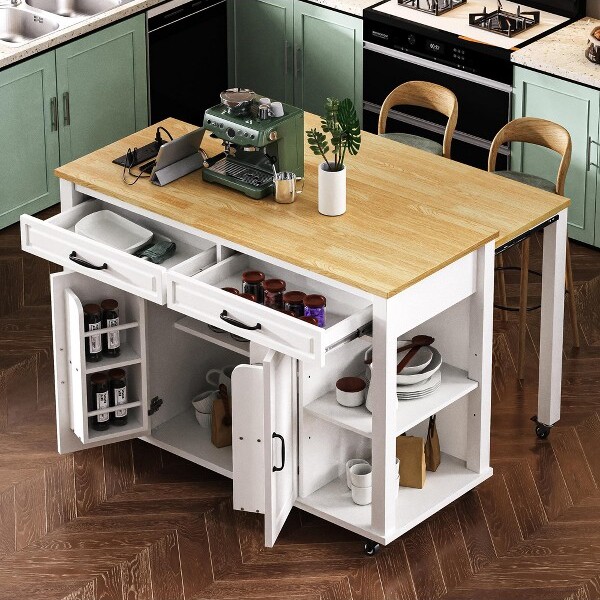 EPOCH VENTS KitchenCartwithInternalStorageRack2Drawersand2Cabinet