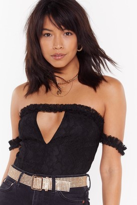 Nasty Gal Womens So Star So Good Lace Off-the-Shoulder Bodysuit - Black - 8