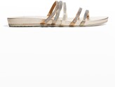 Thumbnail for your product : Pedro Garcia Gala Metallic Napa Swarovski Flat Sandals