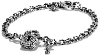 David Yurman Cable Diamond Lock & Key Charm Bracelet