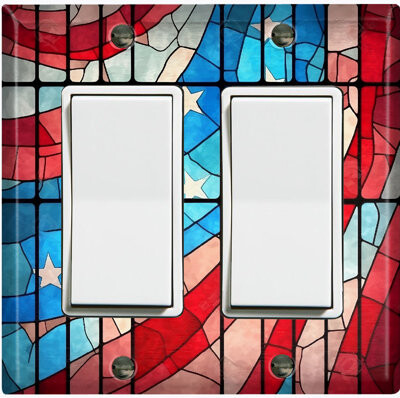 WorldAcc United States Flag Tile Glass Print USA Themed 2 - Gang Rocker Standard Wall Plate