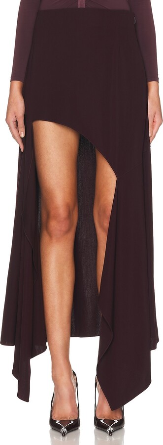 Thierry Mugler Asymmetrical Skirt in Burgundy