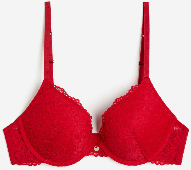 Lindex Ella M Maya embroidered sheer mesh lingerie set in red