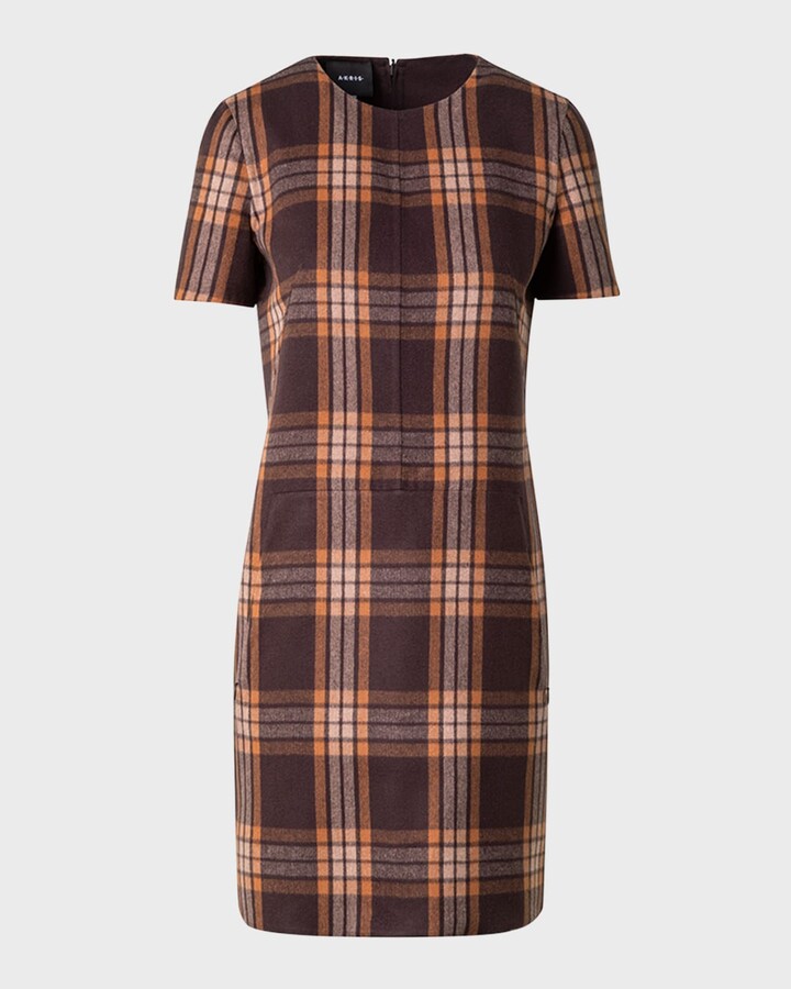 Akris Reversible Check Silk Short Dress