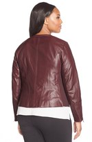 Thumbnail for your product : Sejour Embossed Leather Jacket (Plus Size)