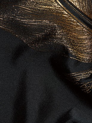 Oscar de la Renta Metallic Feather Silk-Blend Collarless Jacket