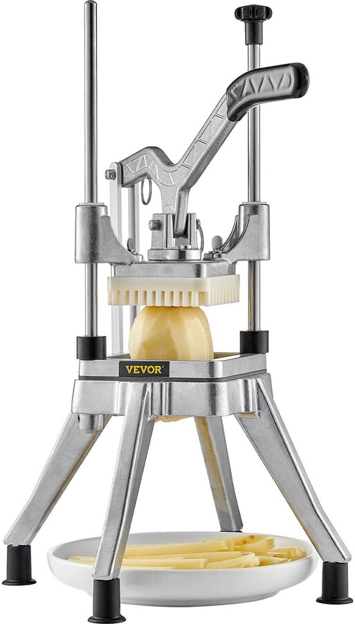 VEVOR Commercial Vegetable Fruit Chopper 3/8â€³ Blade Heavy Duty Professional Food Dicer Kattex French Fry Cutter Onion Slicer Stainless Steel for Tomato Peppers Potato Mushroom, Sliver - Silver