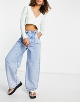 Thumbnail for your product : Reclaimed Vintage Inspired 97 wide leg mom jeans in bleach wash - MBLUE