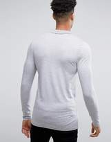 Thumbnail for your product : ASOS Design Tall Extreme Muscle Long Sleeve Polo In Grey Marl