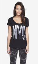 Thumbnail for your product : Express Scoop Neck Graphic Tee - Nyc Inlay
