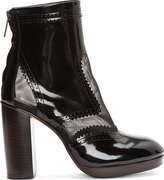 Thumbnail for your product : Christopher Kane Black Patent Leather Mesh-Trimmed Brogue Boots
