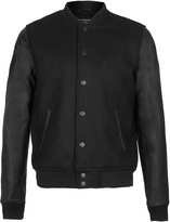 Thumbnail for your product : Topman BLACK WOOL BOMBER Jacket WITH LEATHER LOOK SLEEVES