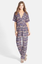Thumbnail for your product : Liberty Love Print Short Sleeve Jumpsuit (Juniors)